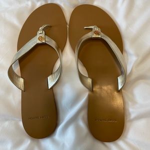 Tory Burch Gold Flip Flop Sandals (Worn Once!)